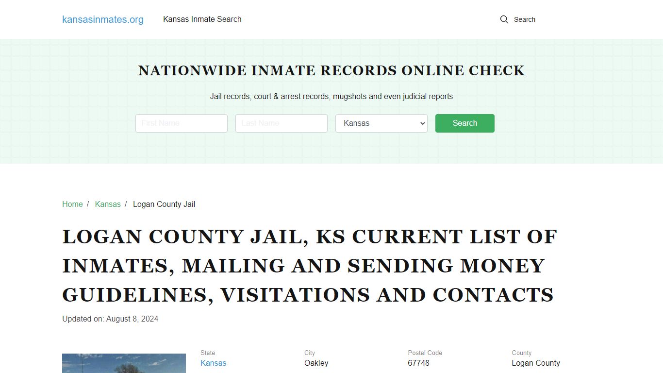 Logan County Jail, KS: Offender Locator, Visitation & Contact Info